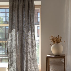 Heavy weight linen curtains with multifunctional tape, Handmade Beige extra long linen curtains image 6