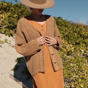 Brown Linen Cardigan Ralph, Fall Jacket image 1