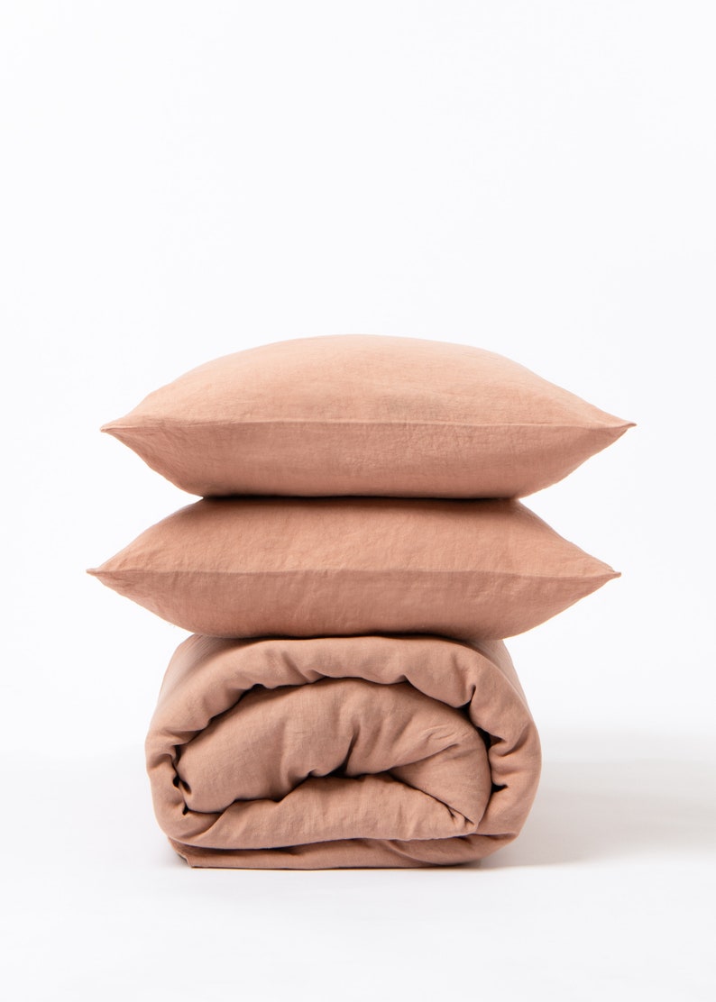 Linen Bedding Set in Clay Linen Comforter Set 100 Natural Etsy