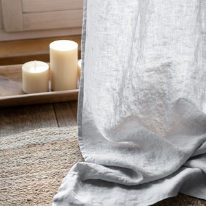 Linen curtain panel with tab top. 55/140 Cm Width curtains. Extra long curtains. Custom sizes. Light grey curtains. image 1