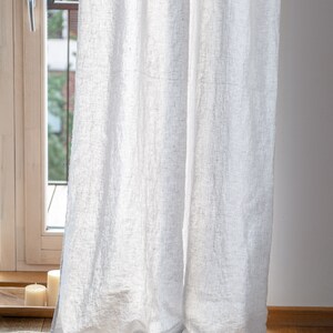 Linen curtain panel with tab top. 55/140 Cm Width curtains. Extra long curtains. Custom sizes. Light grey curtains. image 4