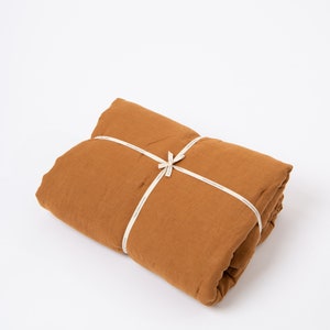 Linen quilt blanket in Cinnamon, Quilted linen bedspread, Linen Comforter, Linen Throw Blanket, Linen bedding, Gift for In-Laws image 3