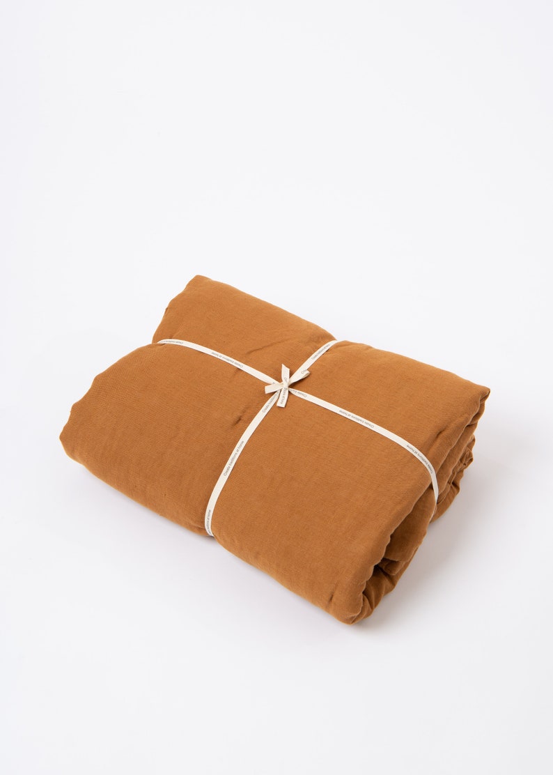 Linen quilt blanket in Cinnamon, Quilted linen bedspread, Linen Comforter, Linen Throw Blanket, Linen bedding, Gift for In-Laws image 3