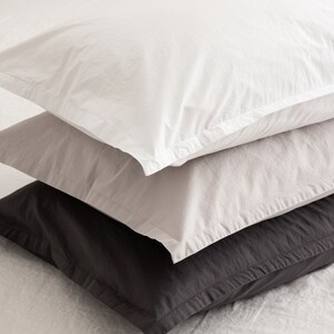 Light grey pillowcase set. Handmade cotton pillowcases. Stonewashed cotton. Custom sizes. King, Standard pillowcases size. image 5