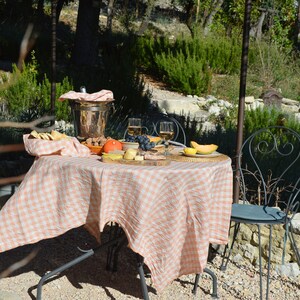 Linen Tablecloth in Gingham, Large table decor, image 7