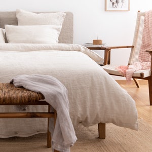 Beige Linen Bedding Set . Linen Duvet Cover and 2 linen pillowcases. Stonewashed linen Queen, King, Full/Double sets. Custom sizes. image 2