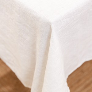 Linen Tablecloth White color, Holiday table, Cozy decor for home, Custom size, Gift for her, Thanksgiving gifts for friends image 4