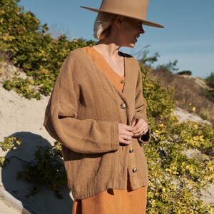 Brown Linen Cardigan Ralph, Fall Jacket image 4