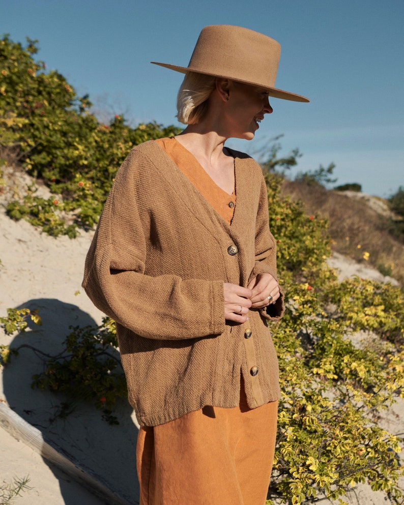 Brown Linen Cardigan Ralph, Fall Jacket image 4