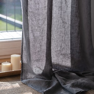 Linen curtain panel with multi-functional heading tape. 55/140 Cm Width curtains. Extra long curtains. Custom sizes. Custom colors. zdjęcie 8