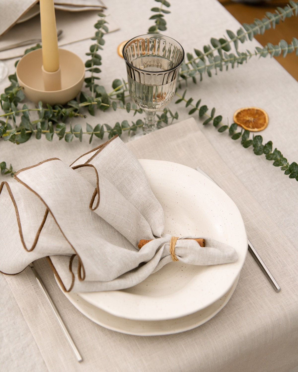 Modern White Linen Napkins for Wedding, Holiday, Christmas Dining Table.  Natural Linen Cloth Napkin Set of 2, 4, 6 & More. Various Color 