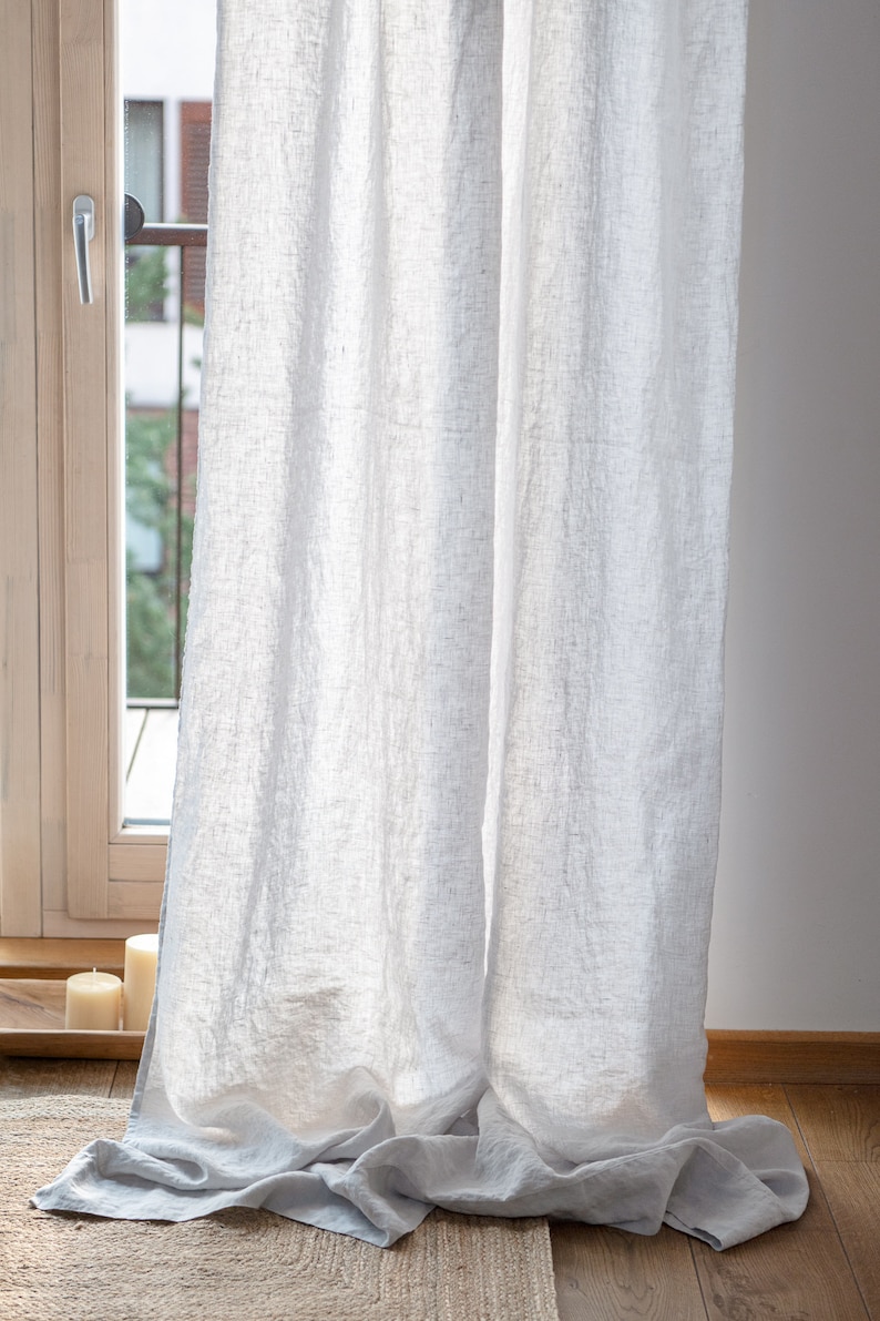 Linen curtain panel with rod pocket, 55/140 Cm Width curtains in many colours, imagem 2