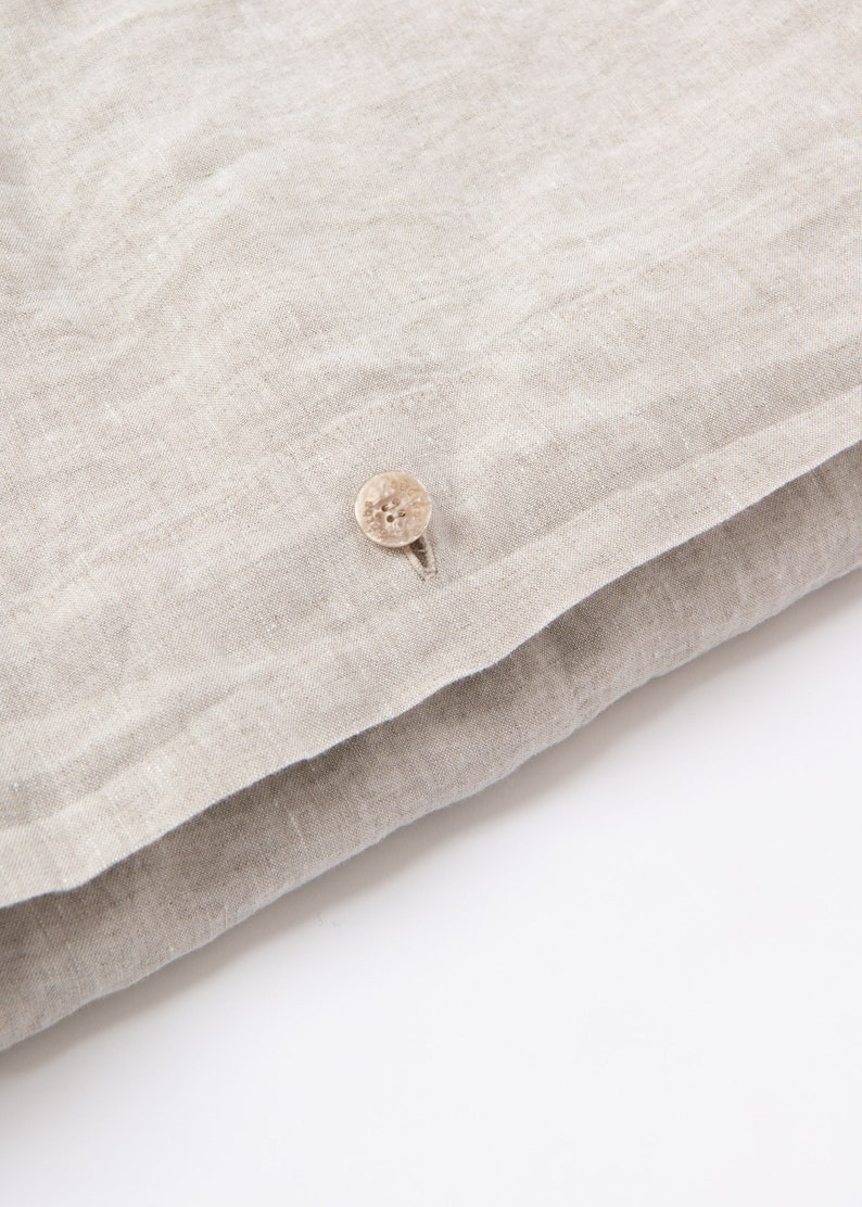 Linen Duvet Cover in Beige Chambray, Washed linen comforter, Single Queen King Custom sizes, Gift for parents, Cozy home decor image 5