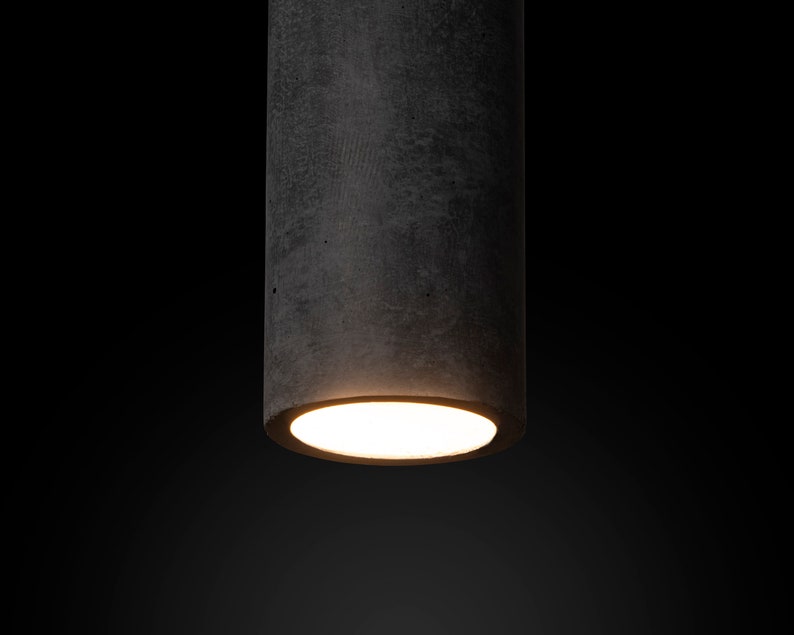 Suspension cylindrique en béton Suspensions modernes Lampe industrielle Style nordique Îlot de cuisine image 4