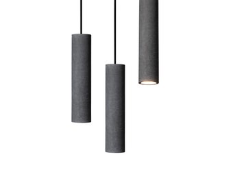 Lampe suspendue moderne à cylindre en béton gris | Plafonnier suspendu suspendu | Lampe à suspension unique industrielle | CoWooDesign