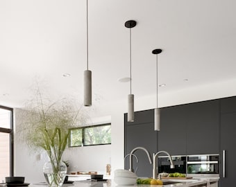 Concrete Cylinder Pendant Light | Modern Pendant Lights | Industrial Lamp | Nordic Style | Kitchen Island | CoWooDesign