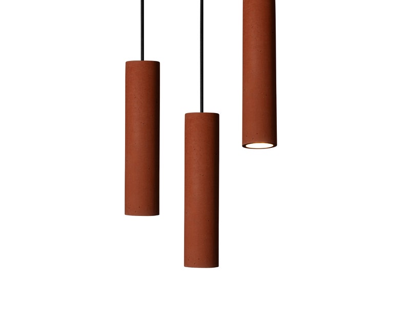Moderne Zylinder-Pendelleuchte aus Erdbeton Hängende Deckenleuchte Industrielle Einzelpendelleuchte CoWooDesign Bild 2