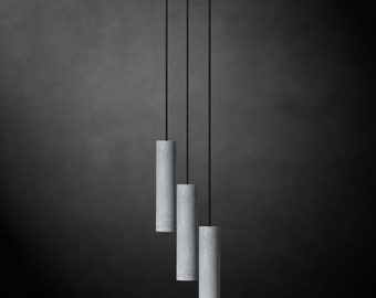 Suspension cylindrique triple en béton | Suspensions modernes | Lampe industrielle | Style nordique | Îlot de cuisine | CowooDesign