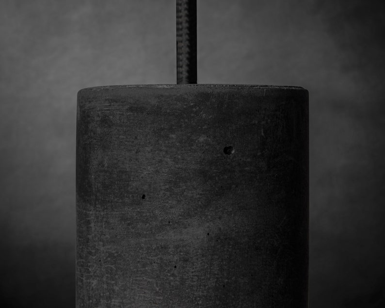 Modern Dark Gray Concrete Cylinder Pendant Light Hanging Pendant Ceiling Light Industrial Single Pendant Lamp CoWooDesign image 7