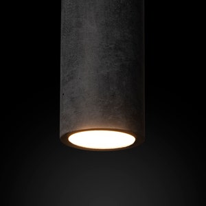 Modern Dark Gray Concrete Cylinder Pendant Light Hanging Pendant Ceiling Light Industrial Single Pendant Lamp CoWooDesign image 4