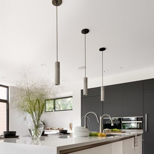 Modern Dark Gray Concrete Cylinder Pendant Light Hanging Pendant Ceiling Light Industrial Single Pendant Lamp CoWooDesign image 8