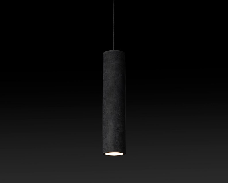 Modern Dark Gray Concrete Cylinder Pendant Light Hanging Pendant Ceiling Light Industrial Single Pendant Lamp CoWooDesign image 3