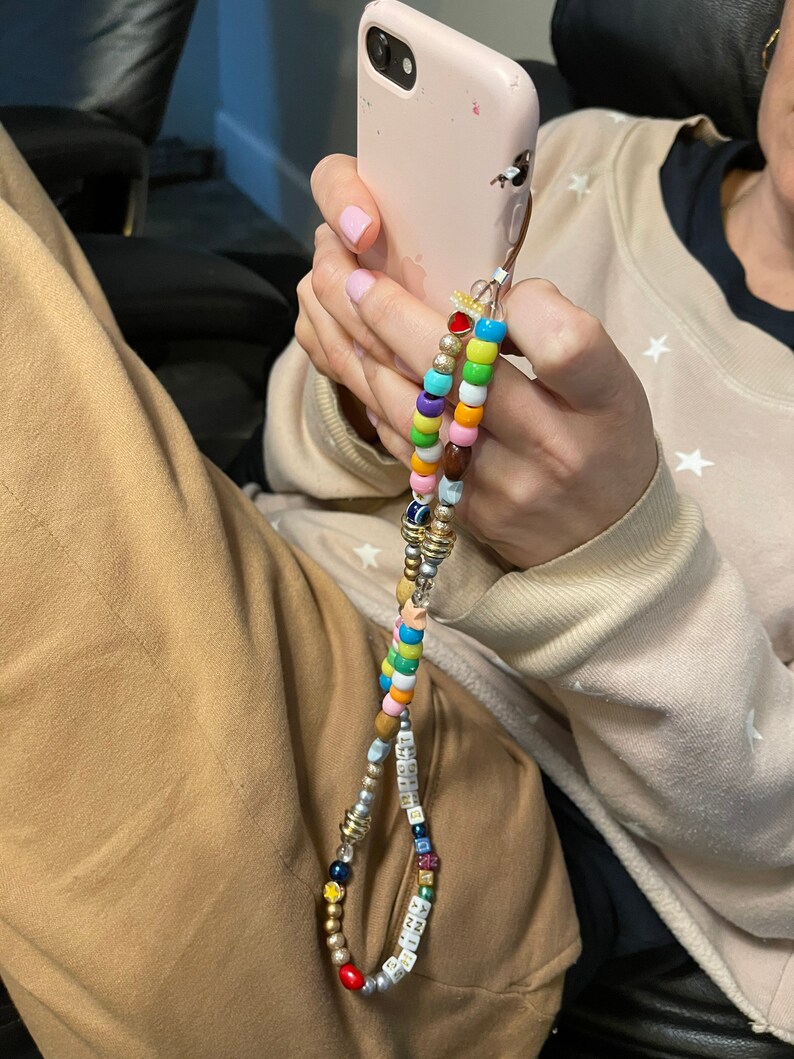 Beaded Phone Charm Chain Custom Jewelry Personalized Gift Etsy