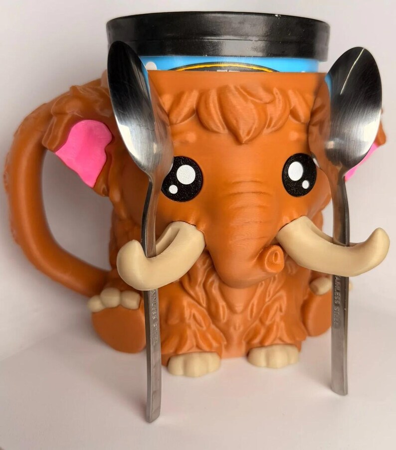 Mammuel the Mammoth Ice Cream Holder - 3D Printed Cute Ice Pint Holder image 2