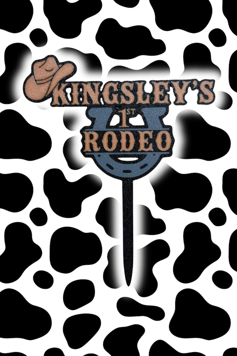 Personalised First Rodeo Birthday Cake Topper, Custom Name & Age, Western Cowboy 1st Birthday Party Decoration image 4