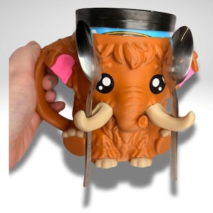 Mammuel the Mammoth Ice Cream Holder - 3D Printed Cute Ice Pint Holder image 1
