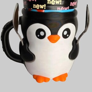 Pebble the Penguin Ice Cream Holder - 3D Printed Cute Ice Pint Holder image 2