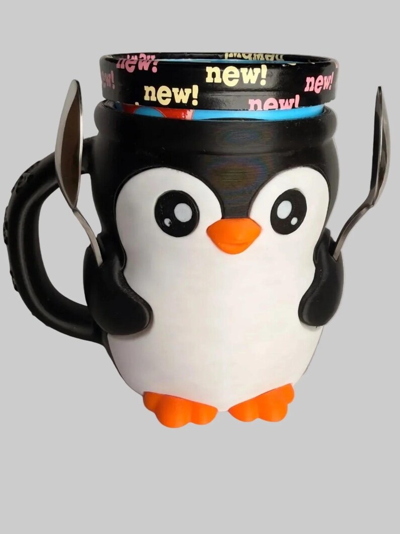 Pebble the Penguin Ice Cream Holder - 3D Printed Cute Ice Pint Holder image 2