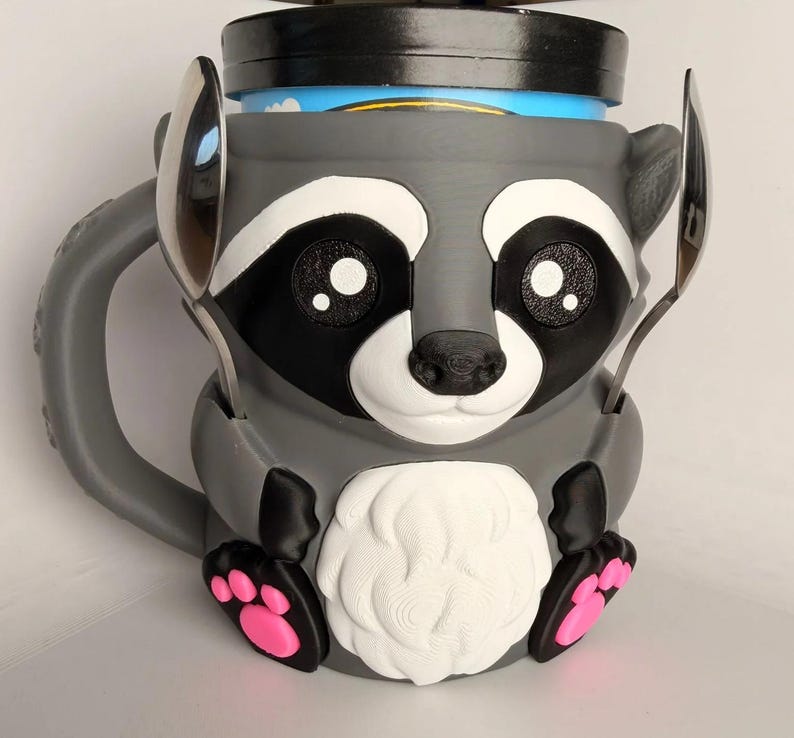 Rocky the Raccoon Ice Cream Holder - 3D Printed Cute Ice Pint Holder image 2