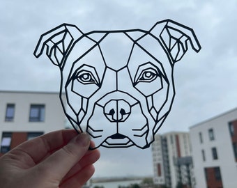 Geometric American Bulldog Wall Art Decor - Geometric Pet Print - Dog Lover Gift Idea - Staff - Staffy