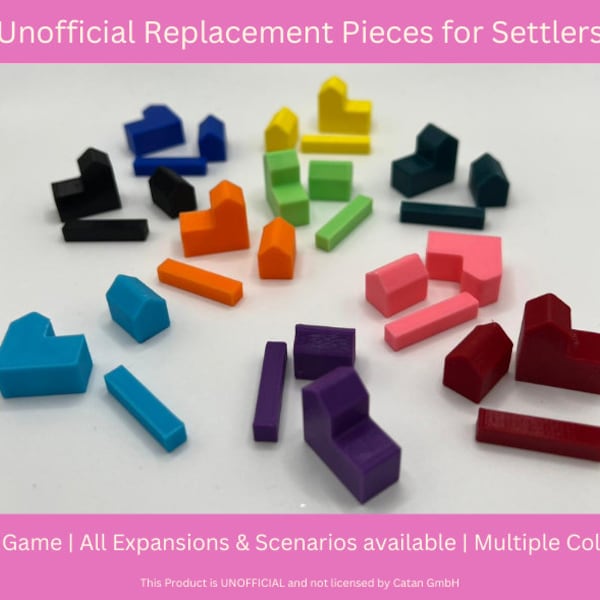 Unofficial Replacement Alternative Pieces and Tokens for Catan Board Game - Sets - Custom - Expansions - Settlers