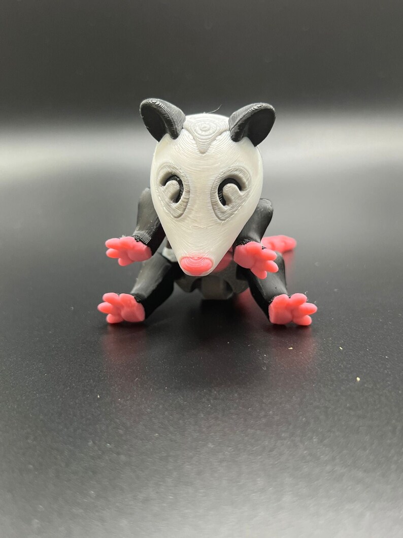 3DPrinted Opossum Figurine - Collectible Display Piece, Stress Relief, Personalized Gift, Articulated Flexi - Various Colors - McGybeer image 3