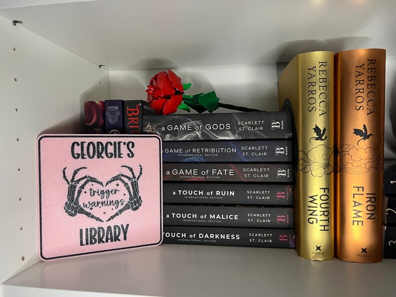 Trigger Warning Personalised Library Sign - Reader, Bookshelf, Booktok, Bookstagram image 3