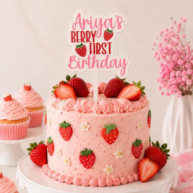 Personalised Berry First Birthday Cake Topper