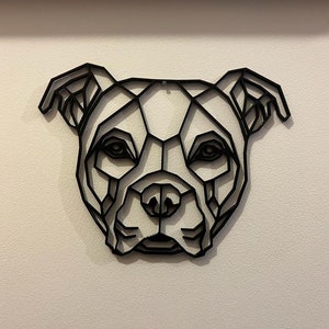 Personalised Geometric American Bulldog Wall Art Decor - Geometric Pet Print - Dog Lover Gift Idea - Staff - Staffy image 1