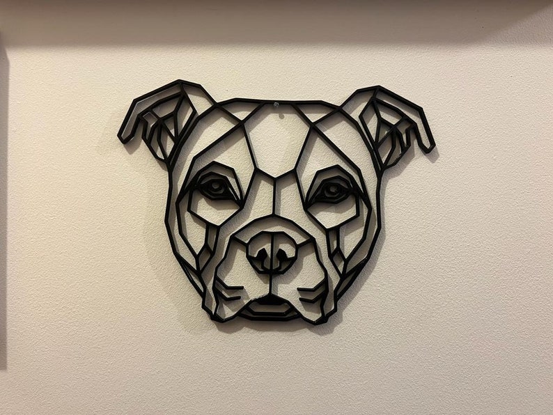 Personalised Geometric American Bulldog Wall Art Decor - Geometric Pet Print - Dog Lover Gift Idea - Staff - Staffy image 1