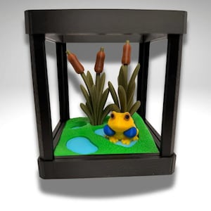 Tiny Indian Bull Frog Terrarium - 3D Printed Frog and Terrarium - Room Decor image 1