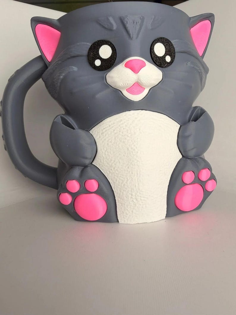 Cuddles the Cat Ice Cream Holder - 3D Printed Cute Ice Pint Holder image 5
