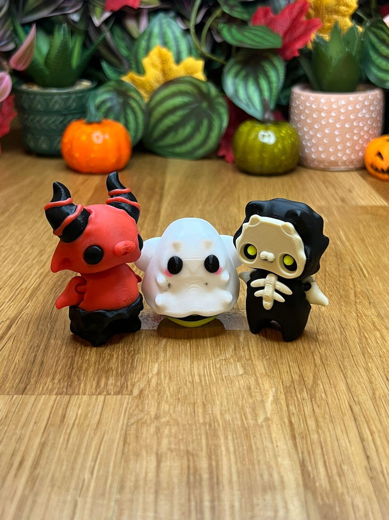 ハロウィーン ミニ セット - コレクション用ディスプレイ ピース、ストレス解消、パーソナライズされたギフト、関節式フレキシ - グリーンのレイヤー 画像 2