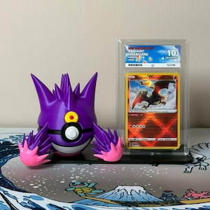 Mega Gengar Character Ball with display stand for slabs/toploaded/sleeved trading cards image 1