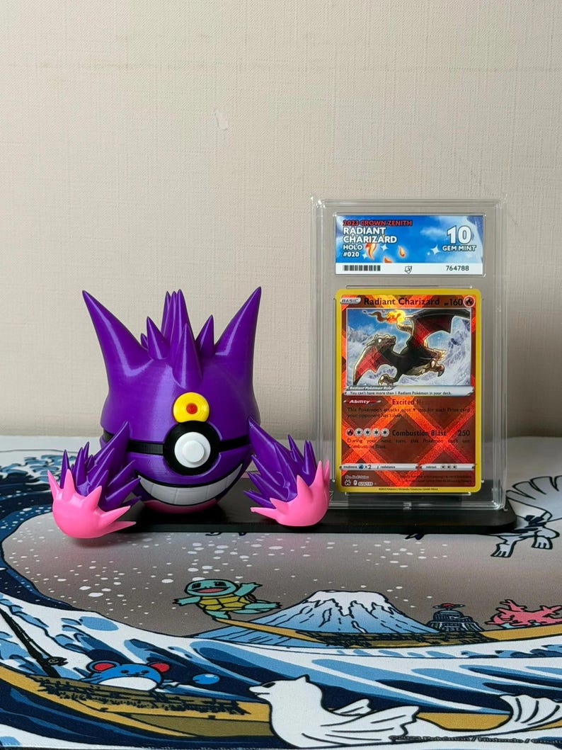 Mega Gengar Character Ball with display stand for slabs/toploaded/sleeved trading cards image 1