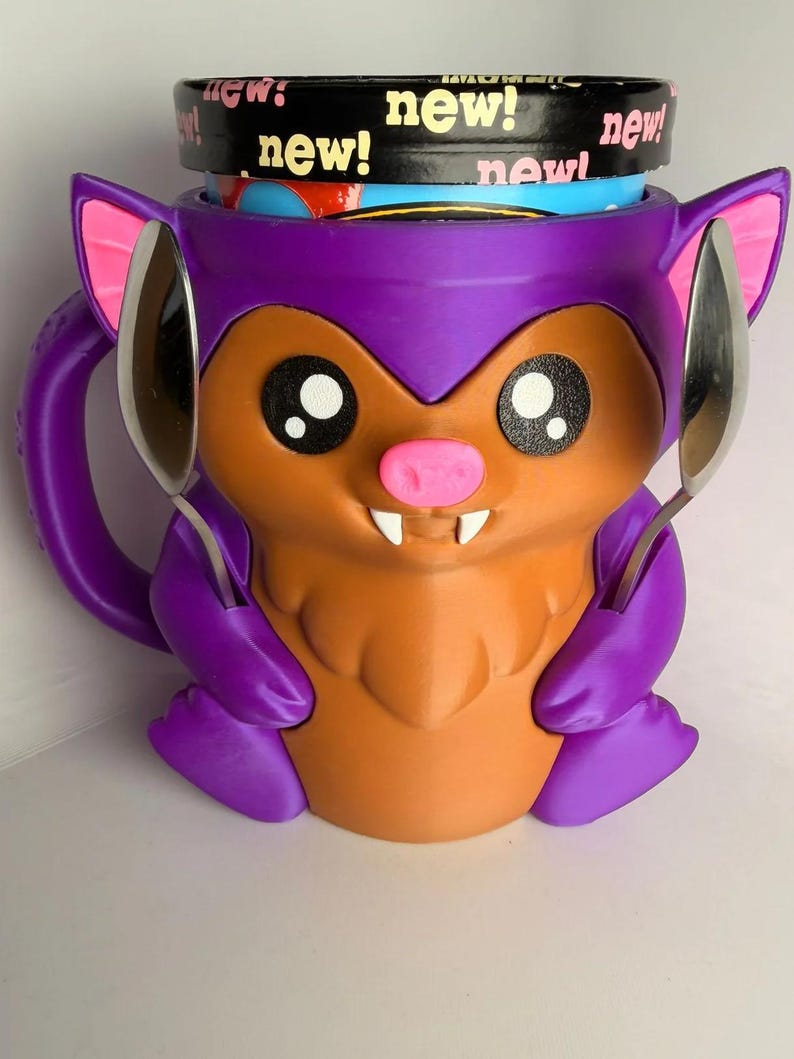 Bramble the Bat Ice Cream Holder - 3D Printed Cute Ice Pint Holder image 3