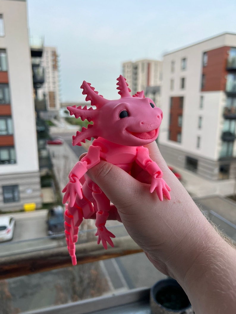 Articulated Smiling Axolotl | Sensory Stress Fidget | As Seen On TikTok | Flexible Multi Coloured Axolotl Cute Gift | 3DPrinted Pink