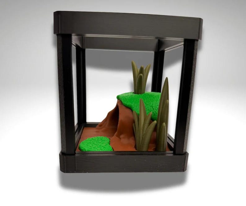 Tiny Black Rain Frog Terrarium - 3D Printed Frog and Terrarium - Room Decor image 7
