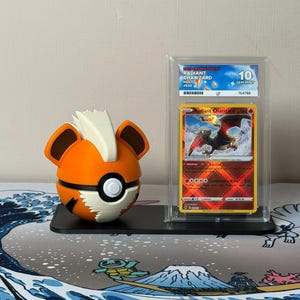 Growlithe Character Ball with display stand for slabs/toploaded/sleeved trading cards image 1