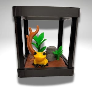 Winziges goldenes Giftfrosch-Terrarium - 3D gedruckter Frosch und Terrarium - Raumdekor Bild 1